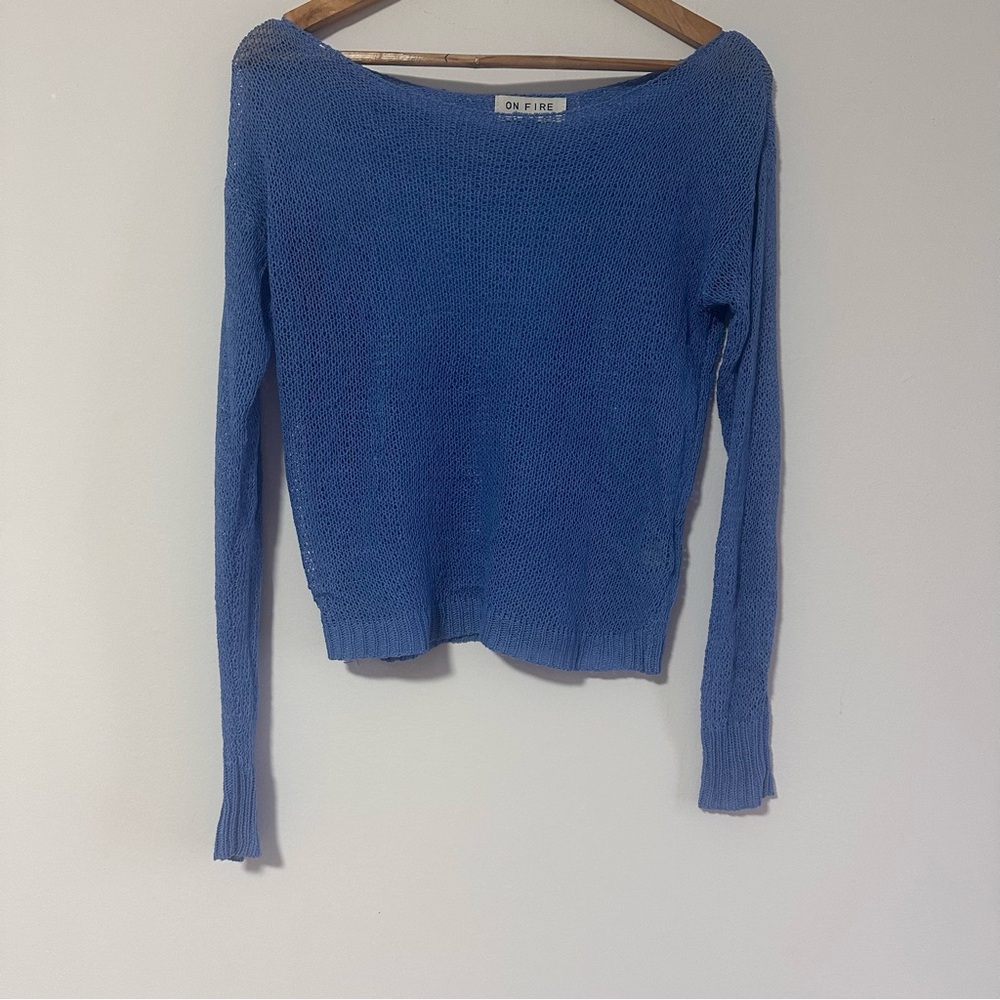 On Fire Blue Crew Neck Sweater